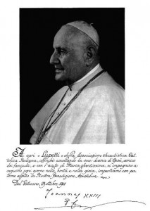 Foto inviata ai lupetti dell'ASCI con la benedizione di Papa Giovanni XIII